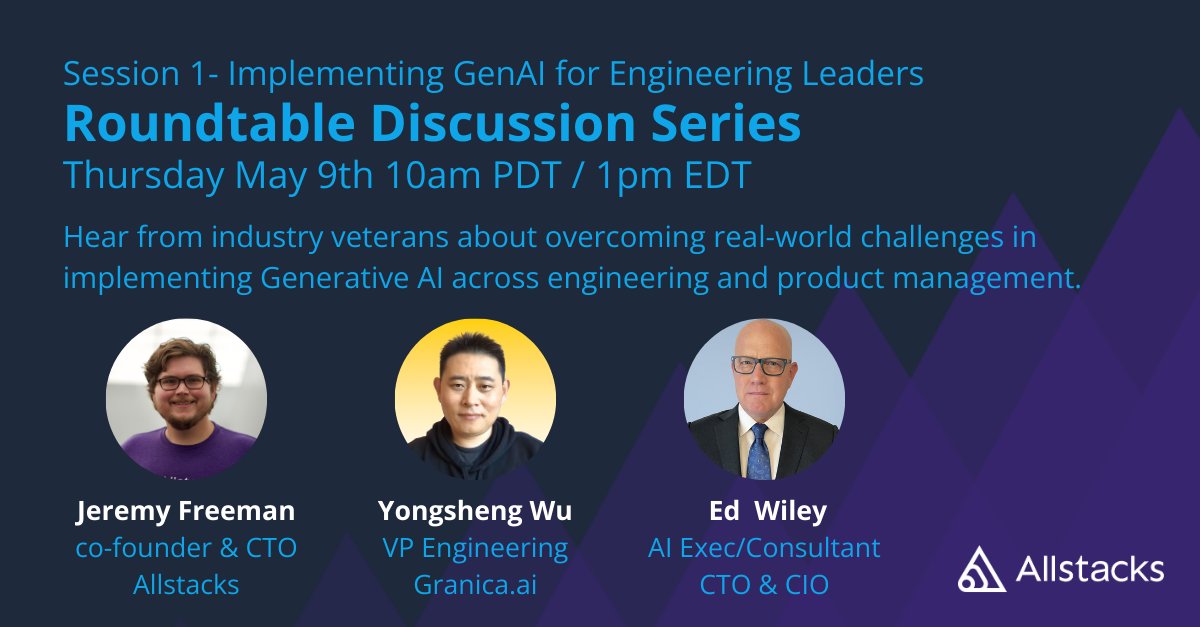 This Thursday, May 9th—we kick off the first session of our GenAI Roundtable Series 🎉 Save your spot today for an insightful discussion on how engineering leaders can maximize the benefits of Generative AI: hubs.ly/Q02wdD_r0