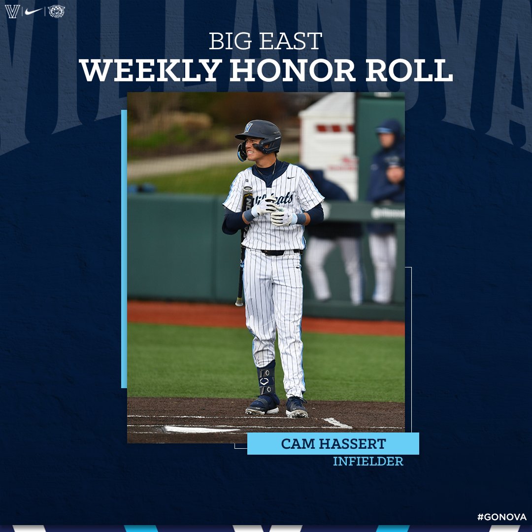 Congratulations to Cam Hassert for making BIG EAST Weekly Honor Roll for his performances over the past week!!