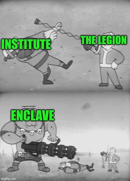 And the greatest rival Faction goes too
#fallout #bethesda #falloutnewvegas #gaming #xbox #gamer #ps #falloutcommunity #memes #videogames #playstation #vault #wasteland #fo #vaultboy #falloutnv #cosplay #falloutmemes #nukacola #vaulttec #postapocalyptic #brotherhoodofsteel