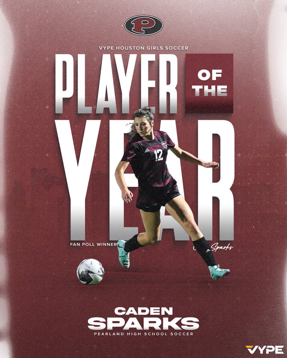 Congratulations to Caden Sparks of Pearland Girls Soccer for winning the VYPE HOU Girls Soccer Player of the Year Fan Poll! #playeroftheyear #vype #txhssoccer