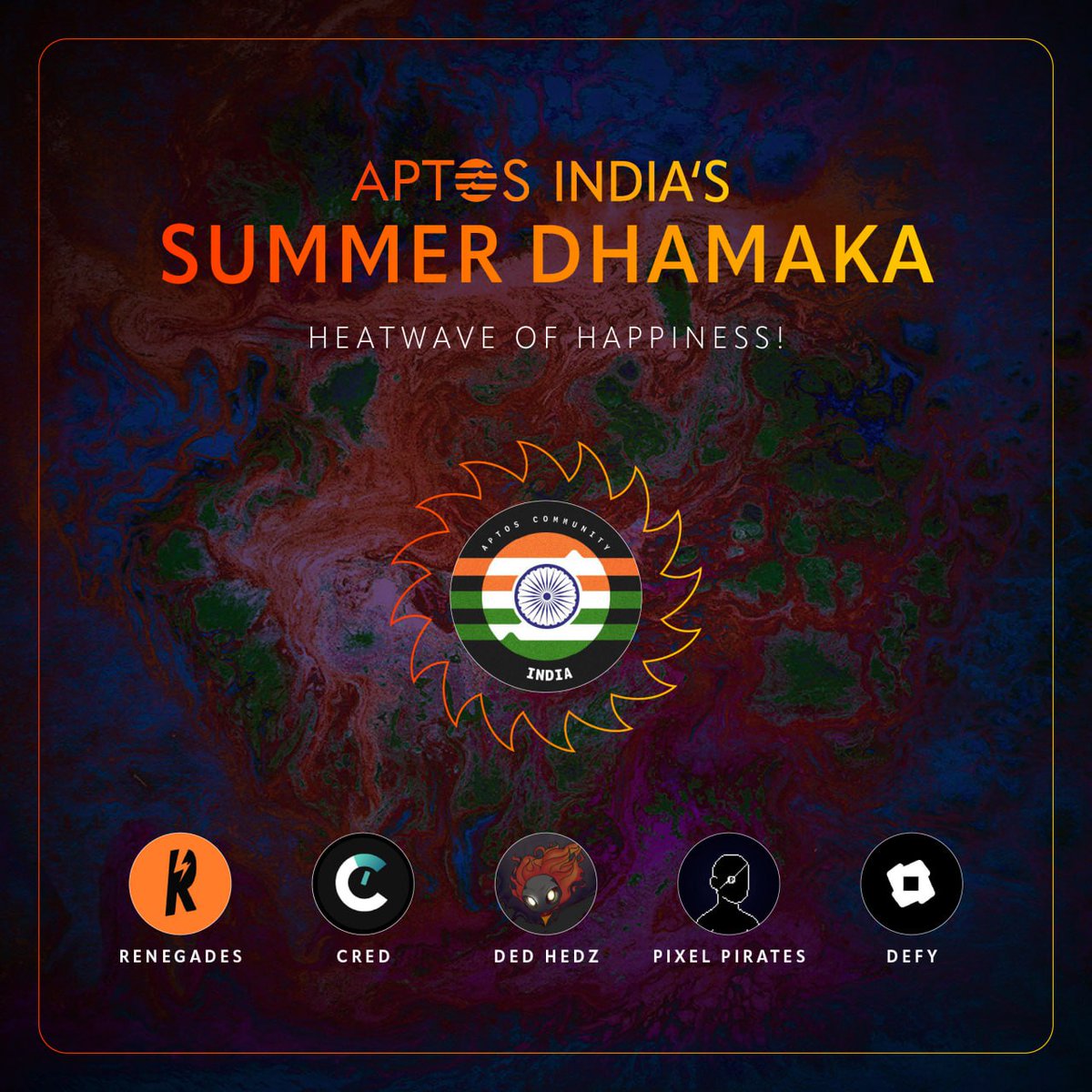 ☀️ The Aptos India's Summer Dhamaka is HERE! ☀️ Aptos India’s Summer Dhamaka brings you cool opportunities from the #Aptos ecosystem projects. The beauty of this campaign is EVERYONE is WINNER!! ✅Participate in the Galxe campaign at app.galxe.com/quest/aptos/GC… Rewards from the…