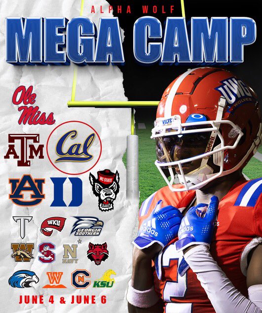 We’ve added Cal to the growing list of schools coming to watch YOU🫵 at our Alpha Wolf Mega Camp on June 4 and/or 6th‼️ 📝: joeltaylorfootballcamps.com #WeRunTogether #WestIsComing