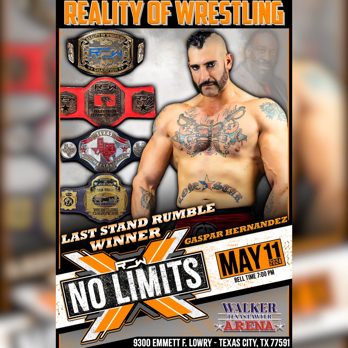 ‼️ THIS SATURDAY ‼️ After winning the Last Stand Rumble @GasparHdzJr will make his decision on which champion he wants to face at #NoLimits on Saturday, May 11th in Texas City, Tx at the Walker Texas Lawyer Arena! LOCATION: 9300 Emmett F Lowry Expressway Texas City, TX 77591…