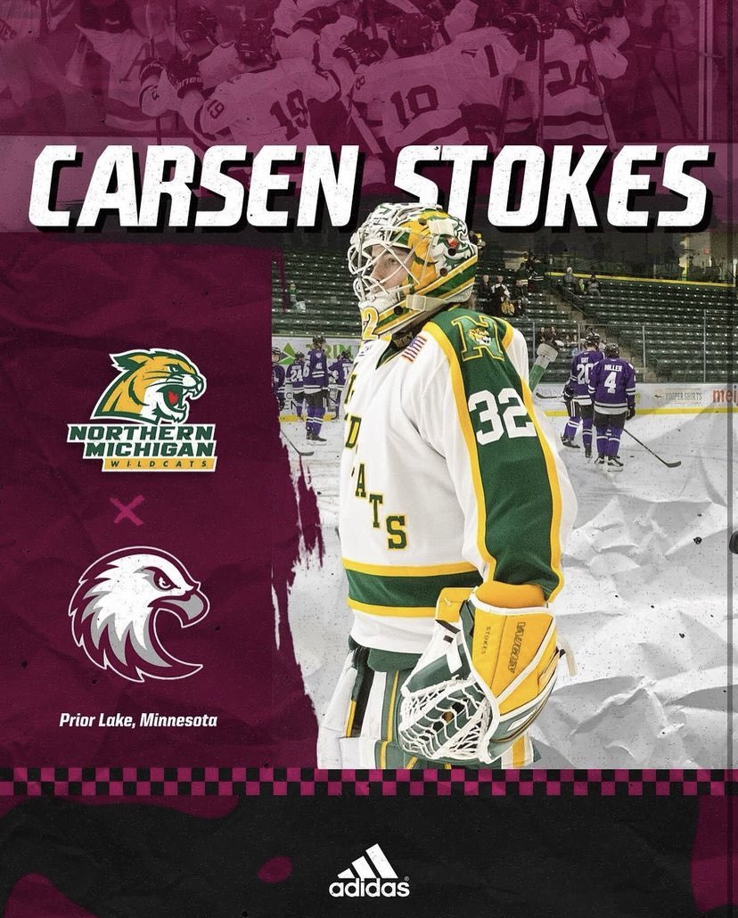 We would like to welcome goaltender Carsen Stokes to Augsburg! Stokes spent last season at Northern Michigan and prior to that played his junior hockey with New Mexico and North Iowa! #AuggiePride #d3hky