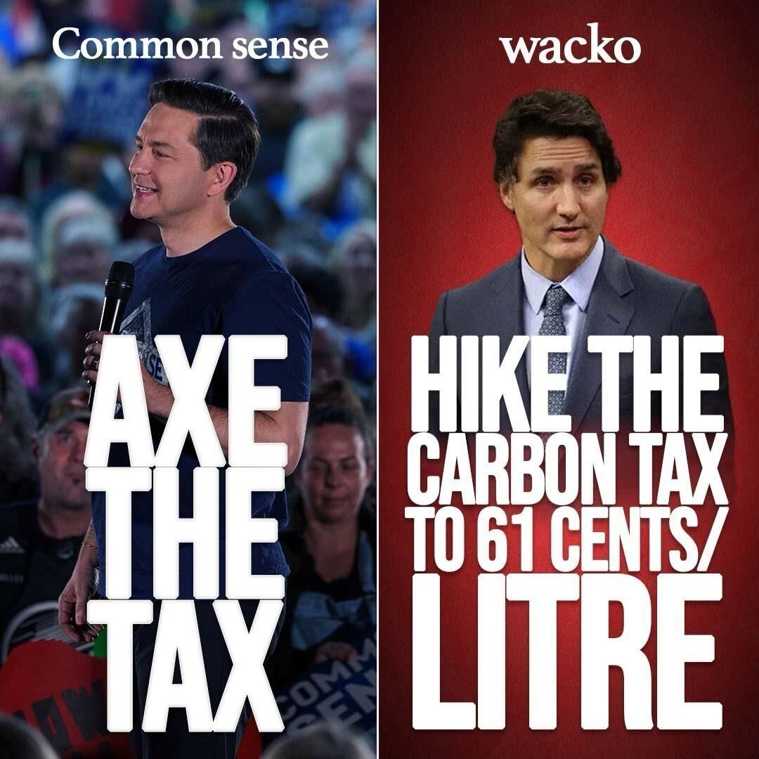 Trudeau's carbon tax scam forces you to pay more for heat, fuel & food.

It's a wacko policy.

Common sense Conservatives will axe the tax to bring home lower prices for everyone.