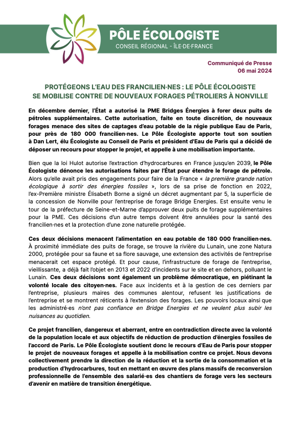 📃 Communiqué de presse L'État a autorisé la construction de deux puits de forages supplémentaires sur le site de #Nonville. Ces forages menacent directement les écosystèmes et l'approvisionnement en eau de 180 000 francilien·nes. Notre communiqué 👉 bit.ly/3JOmCQf