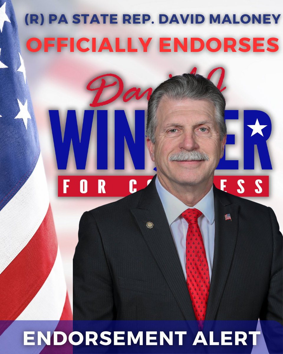 It's Official: (R) PA State Rep. David Maloney for the 130th District of Pennsylvania has officially endorsed our Campaign. My Campaign is deeply humbled & honored to have his endorsement as we seek to restore the fires of American Ingenuity in the 4th Congressional District of…