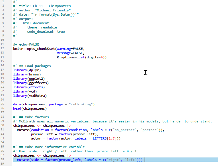 datavisFriendly's tweet photo. #rstats You're missing the most important part of working w/ R (notebook) scripts.  
With a tiny bit of extra YAML (header) work, you can use Rmarkdown directly in your scripts with the special comments `#'`, and produce lovely HTML/Word/... documents with sections, equations, .. https://t.co/3fsYOI4AWC