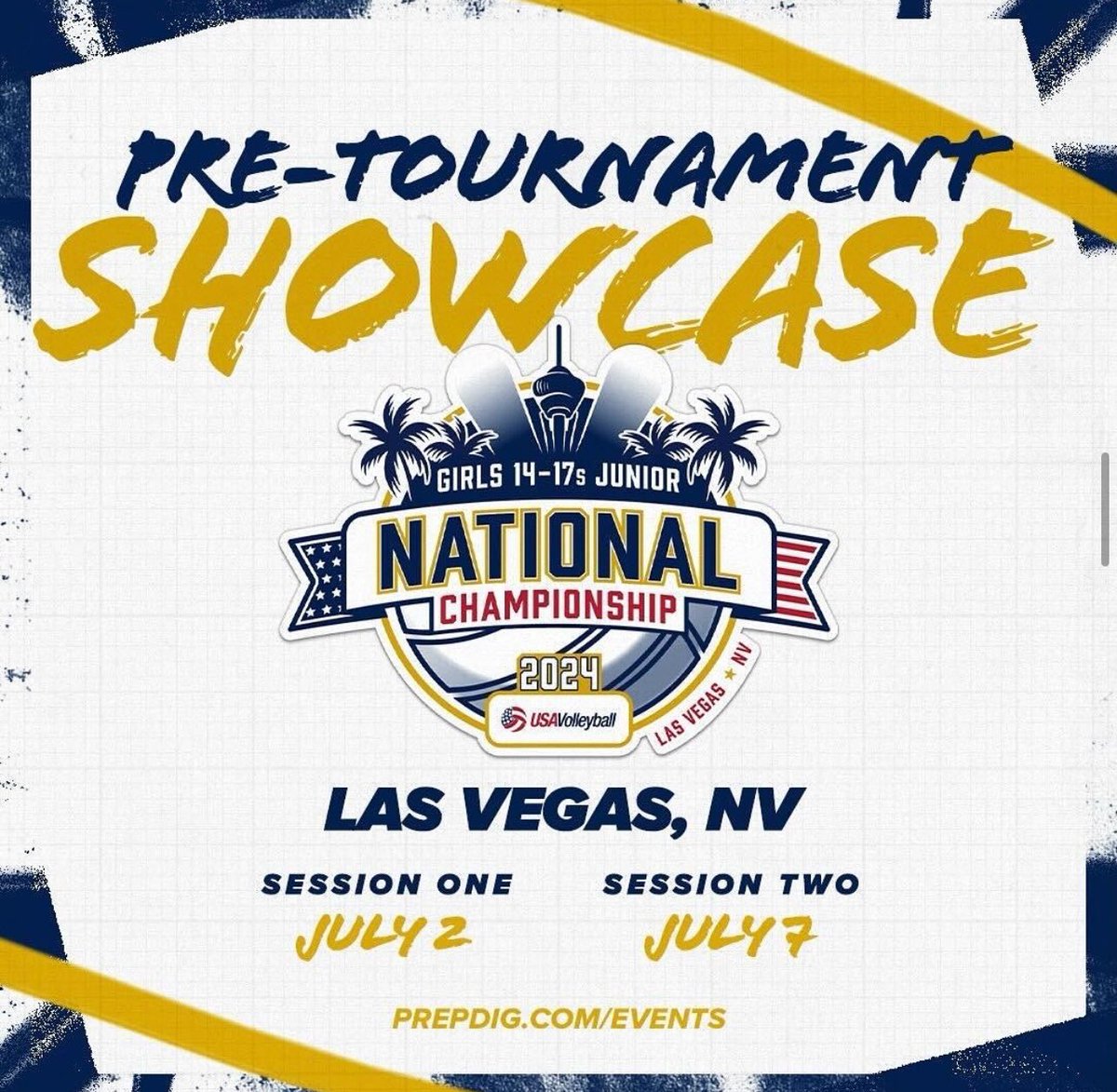 The USAV GJNC Pre-Tournament Showcase is LIVE. Limited spots left. Register ASAP. Session One: events.prepdig.com/e/1115/registe… Session Two: events.prepdig.com/e/1116/registe…