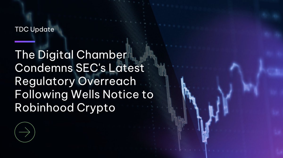 We're deeply concerned by the SEC's Wells Notice to @RobinhoodApp Crypto. The @SECGov unchecked regulatory overreach threatens innovation and investor protection. Congress must act. Read our statement on today's news here 👇 digitalchamber.org/the-digital-ch…