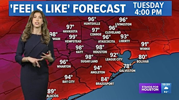 Heat + Humidity Building🌡️ Making it feel close to the triple digits Tuesday & Wednesday… Opt for a gym workout tomorrow afternoon instead of the outdoor run. @KHOU #khou11