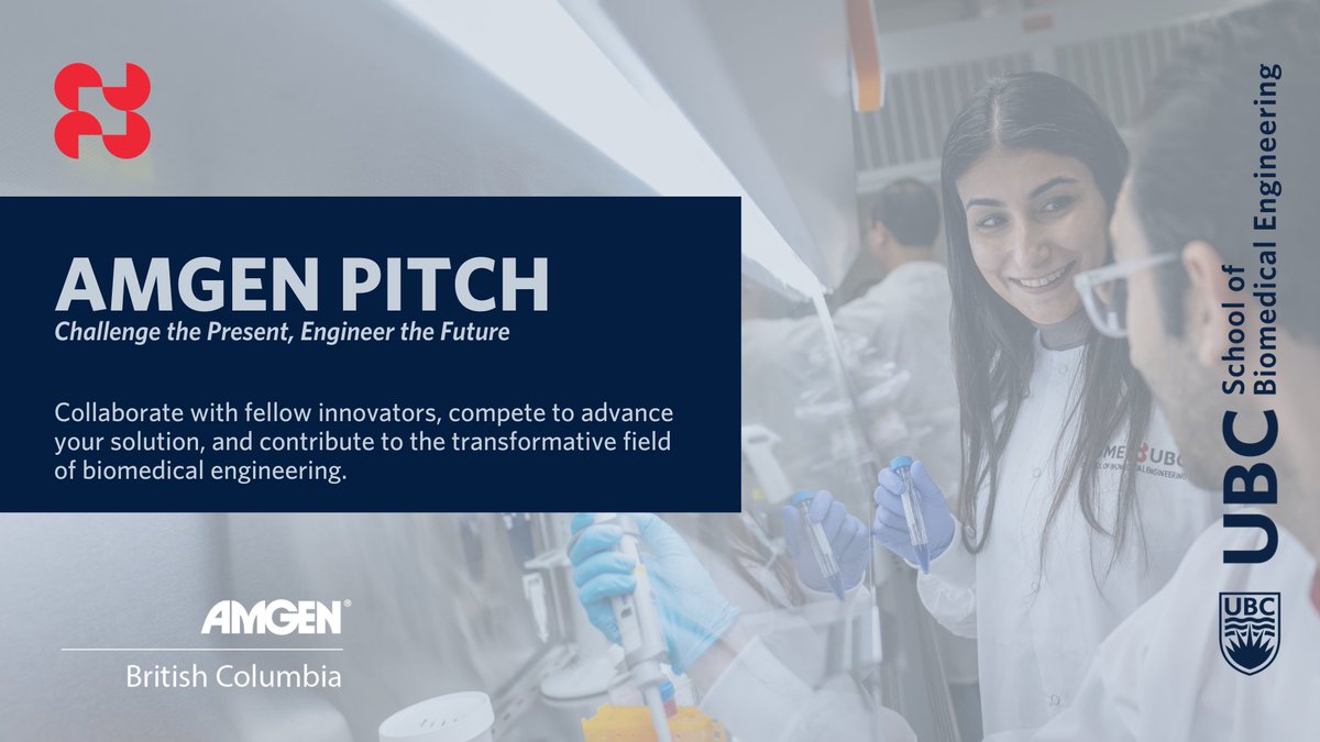 Are you a student or researcher with an innovative idea in biotechnology, life sciences or biomedical engineering? Showcase your talent and compete for top prizes in the Amgen pitch competition at SBME! Apply now: ubc.ca1.qualtrics.com/jfe/form/SV_4M…