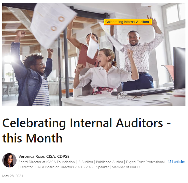 Its Internal Audit Awareness Month. Kudos to all #Auditors across the globe. I wrote this article for you all linkedin.com/pulse/celebrat…?