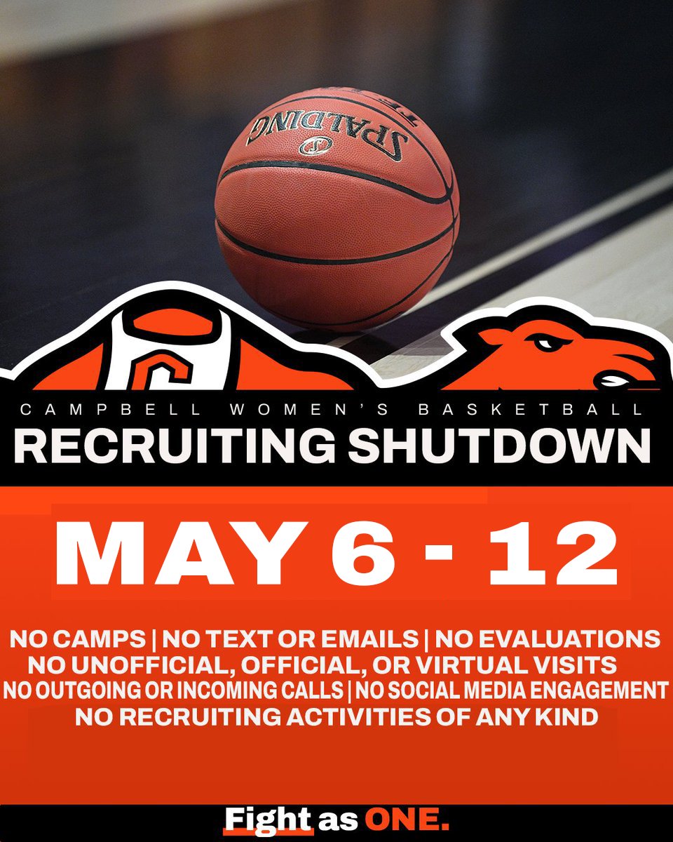 𝐑𝐞𝐜𝐫𝐮𝐢𝐭𝐢𝐧𝐠 𝐒𝐡𝐮𝐭𝐝𝐨𝐰𝐧 🚫📴 A reminder that May 6-12 is our recruiting shutdown and that no form of recruiting is permissible with prospects, their family members or their coaches. We'll talk to you soon!