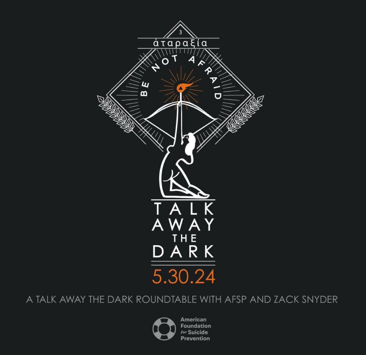 Join @ZackSnyder & a team of experts from @afspnational for a 'Talk Away the Dark' Roundtable Discussion. They’ll be answering the brave and meaningful questions you may have about mental health awareness and suicide prevention.  Full info here: afsp.org/roundtable