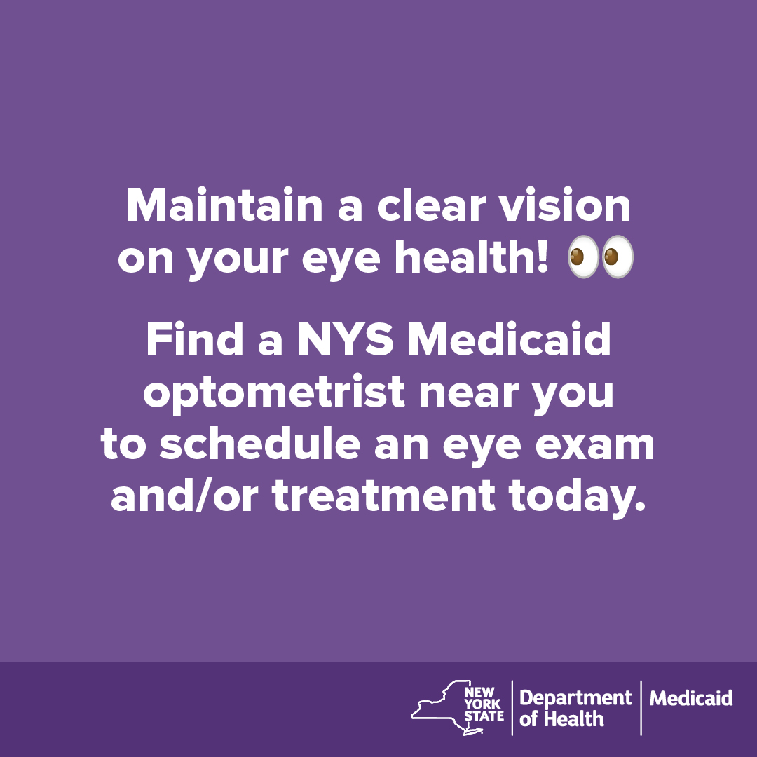 To find your local optometrist, visit the provided link associated with your #NYSMedicaid health plan: ➡️ Medicaid Managed Care (MMC) Plan: pndslookup.health.ny.gov/providers/heal… ➡️ Medicaid fee-for-service (FFS) Plan: health.data.ny.gov/widgets/keti-q… #HealthyVisionMonth