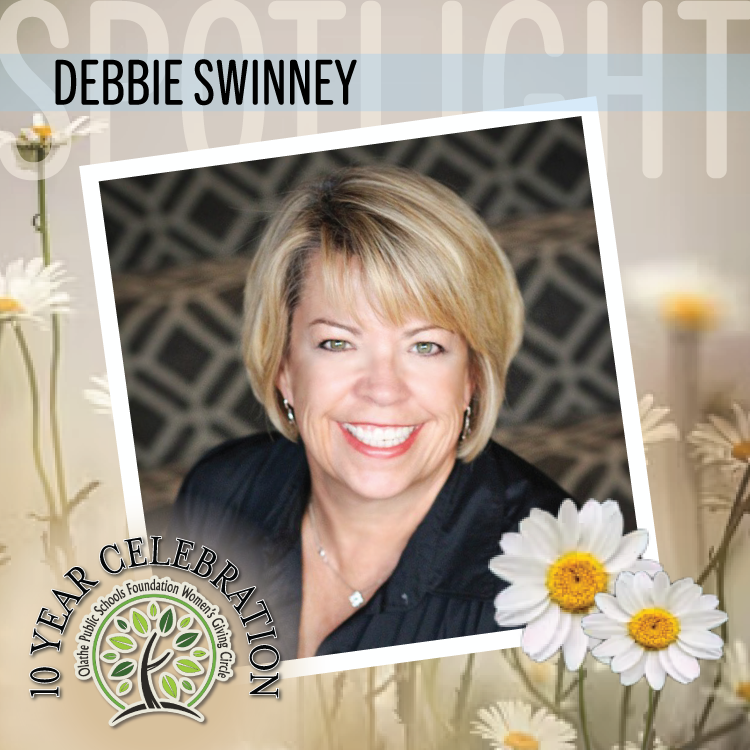 Debbie Swinney hosts this Spring’s event, and she is in the Spotlight. Debbie has a successful State Farm Insurance agency and served the Olathe community for more than 33 years and raised her family here. Her grandchildren now attend Olathe Public Schools.