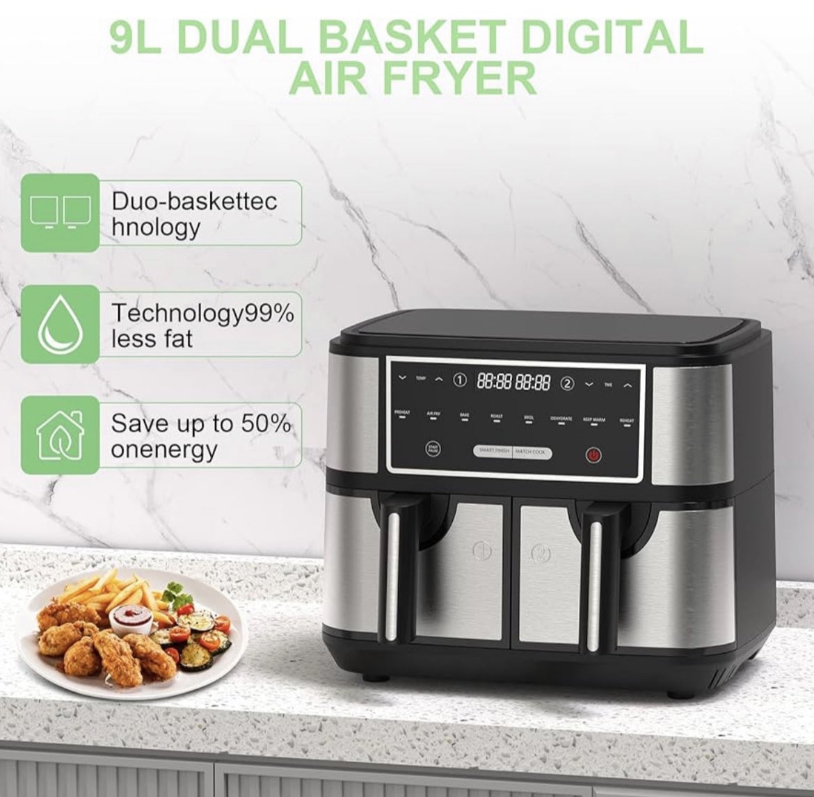 🚨 BARGAIN ALERT 🚨 This dual basket air fryer has great reviews and it’s ONLY £44.99 when you redeem code and apply voucher Check it out here ➡️ amazon.co.uk/dp/B0BQB4755K/… # ad