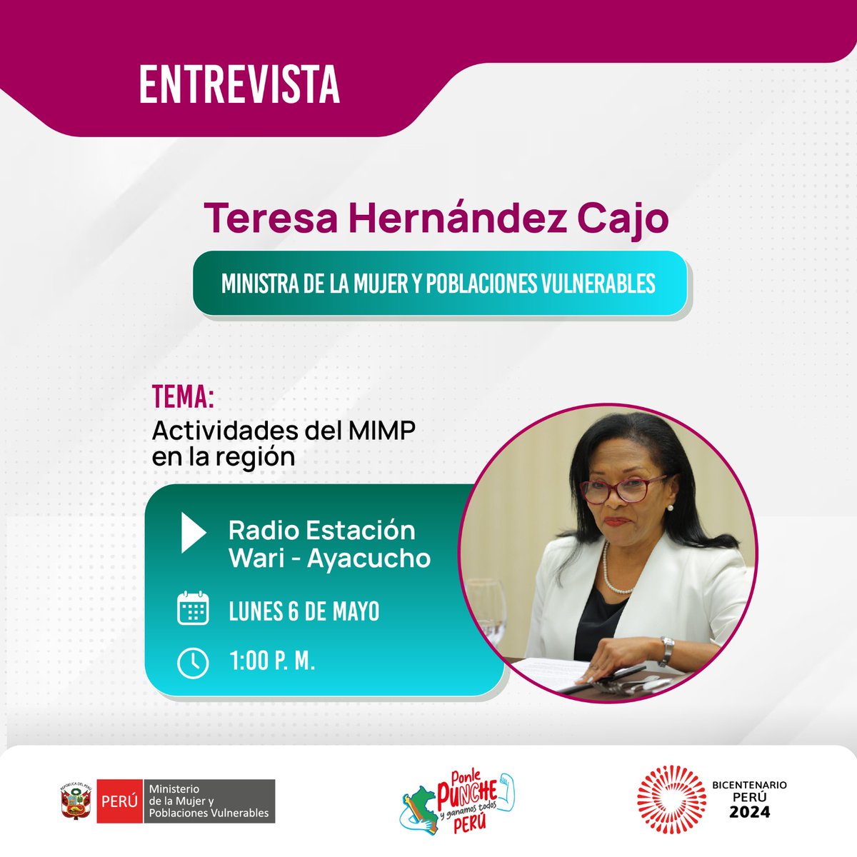 📻 En instantes | La ministra Teresa Hernández brindará detalles acerca de la inauguración Centro de Acogida Residencial Especializado “Día” en la región #Ayacucho, donde se brindará protección especial a adolescentes, madres y gestantes.✨