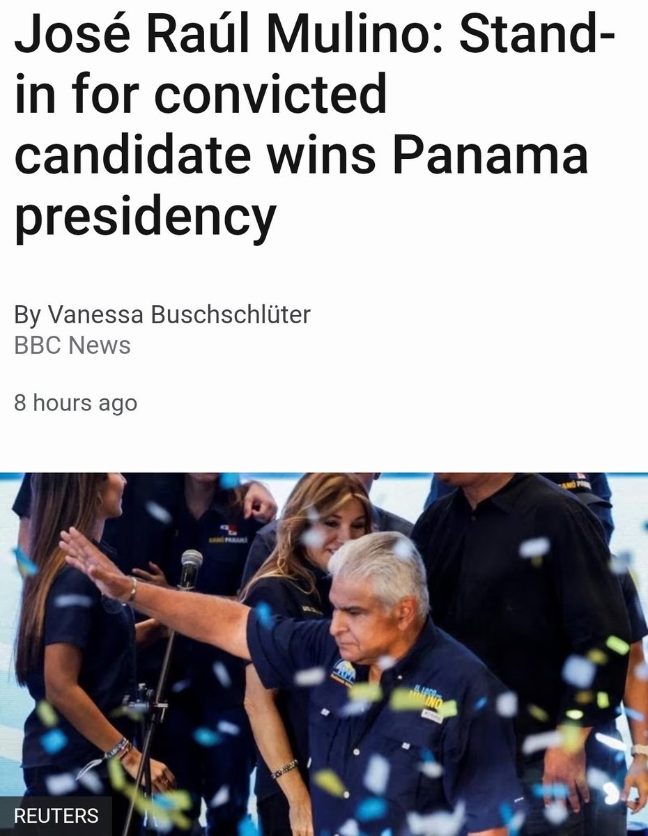 José Raúl Mulino, handpicked candidate of fugitive former President Ricardo Martinelli which, recently got elected President of Panama. Reminder that Martinelli had previously threatened to sue us.