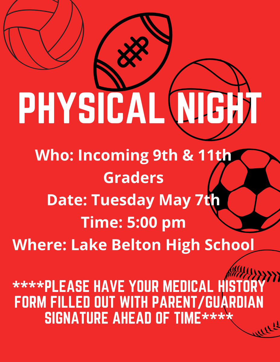 📢📢 Physical Night for incoming 9th and 11th graders is tomorrow at LBHS!! 📢📢