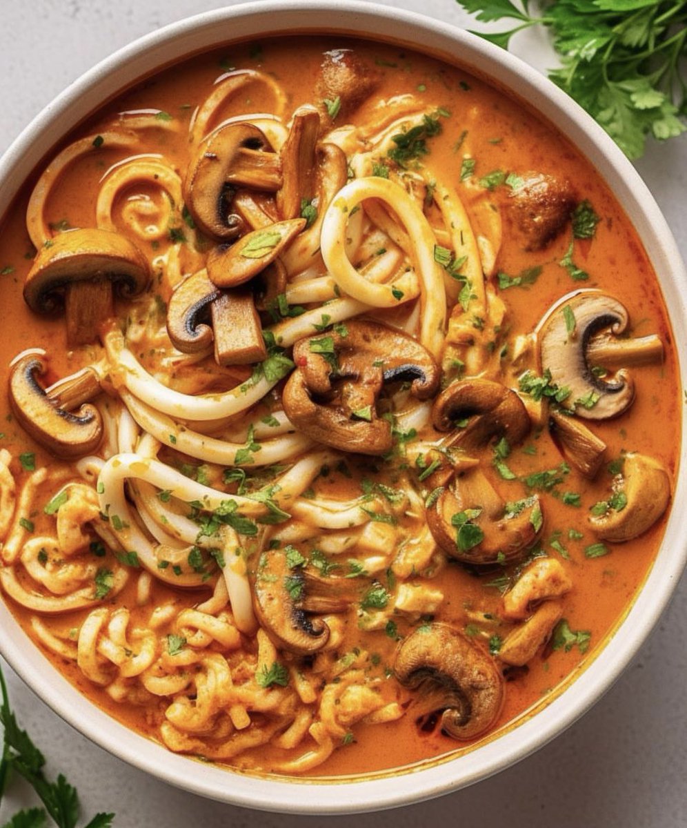 Mushroom Noodle Soup 🍜 🍄‍🟫