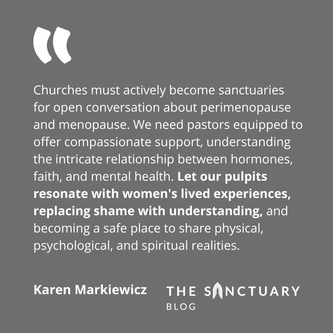 Karen Markiewicz shares her hope for churches to be a place that can offer compassionate support to those experiencing #mentalhealth challenges from #menopause or #perimenopause. Read more on the blog: hubs.la/Q02twP9w0 #MayMentalHealth #WomensMentalHealth