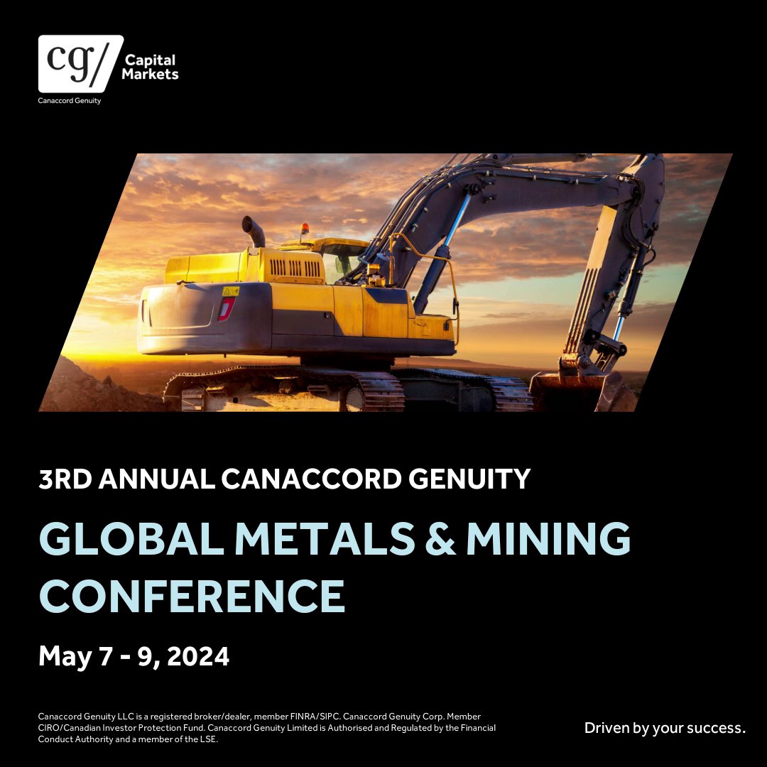 Tectonic is excited to be participating in Canaccord Genuity’s 3rd Annual Global Metals and Mining Conference, hosted in Palm Desert, California on May 7-9, 2024. To attend, please contact your CG representative.
#CGDriven #DrivenByYourSuccess #gold #goldmining $TECT