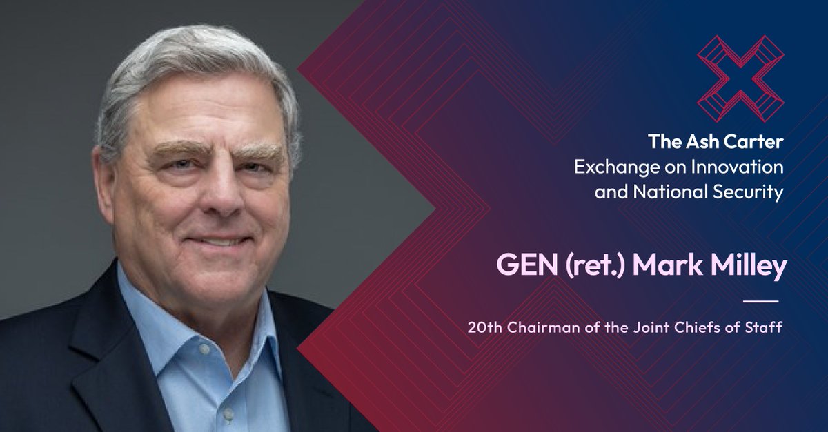Delighted to announce that GEN (ret.) Mark Milley, 20th Chairman of the Joint Chiefs of Staff, will return to the Ash Carter Exchange stage!
 
Visit bit.ly/4d5Kdt7 to learn more. 

#CarterExchange24 #SCSPTech #EmergingTech