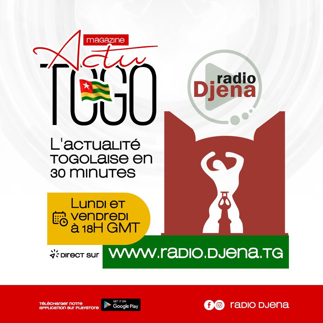 Ne manquez pas l’actualité Togolaise sur la Radio pour tous !

Écoutez ACTU TOGO en direct actuellement sur radio.djena.tg 📲📻

#Tgtwittos @PresidenceTg 
@TogoOfficiel @228togoviwo