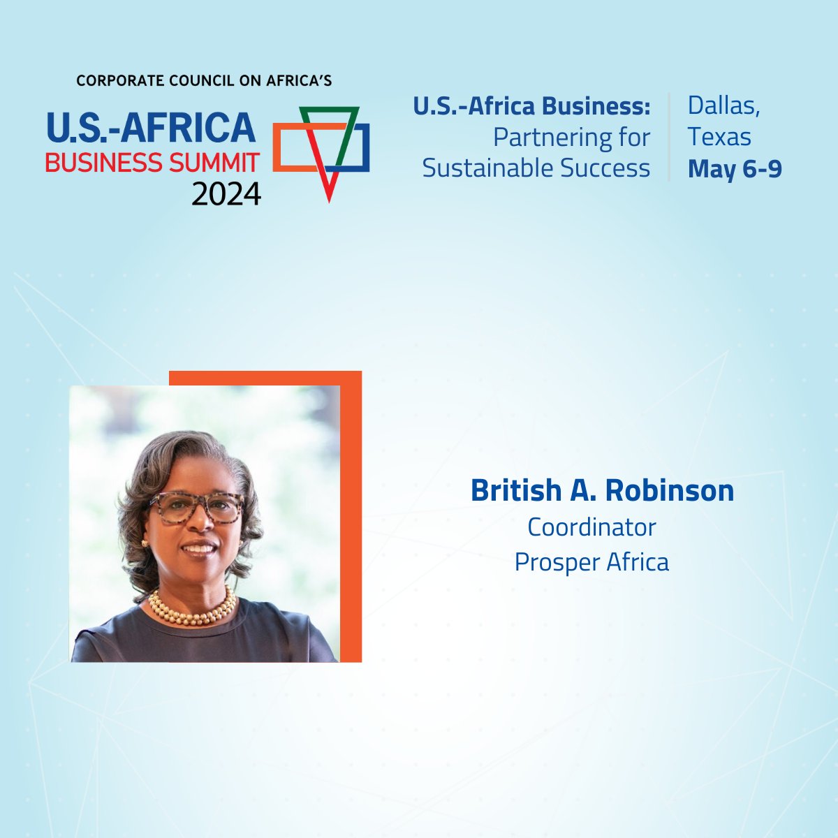 .@ProsperAfricaUS is proud to sponsor the U.S.-Africa Business Summit hosted by @CorpCnclAfrica this week. More details about our participation alongside other USG partner agencies to come. prosperafrica.gov/events/2024-u-… #USAfricaBizSummit