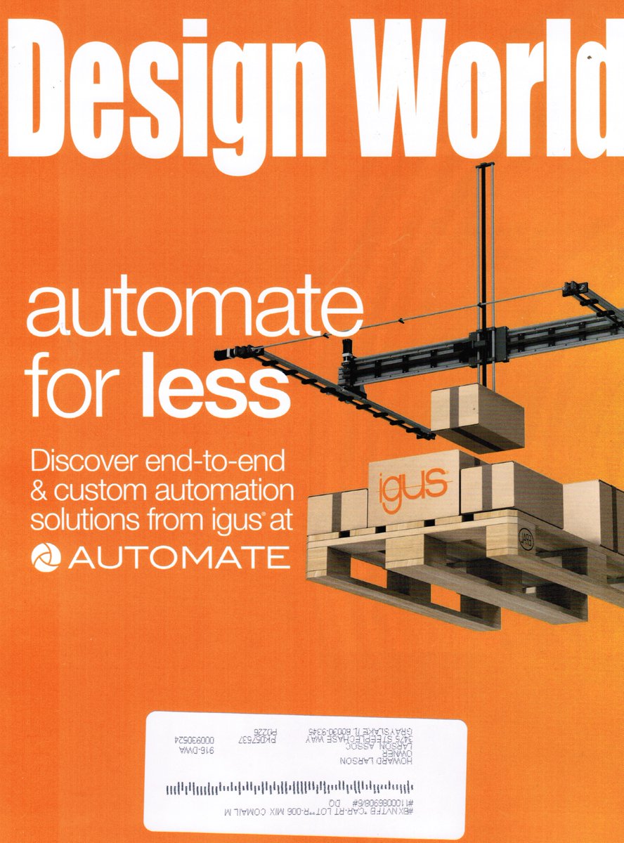 Trade Magazine of the day is:
Design World
I read 1 Trade Magazine a day. That is whey you want us for your marketing.
#DesignWorld #AssemblyShowSouth #AutomateShow #Design-2-Part #WireProcessingExpo