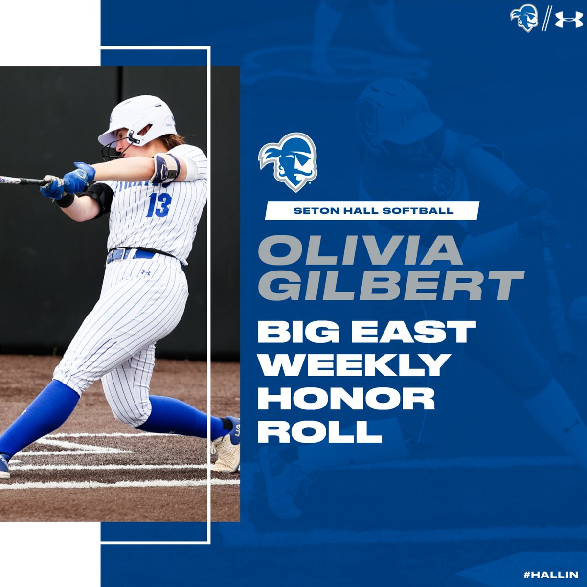 It was another strong weekend for OG, batting .625 and landing on the BIG EAST Weekly Honor Roll! #HALLin🔵⚪ | #HooksUp