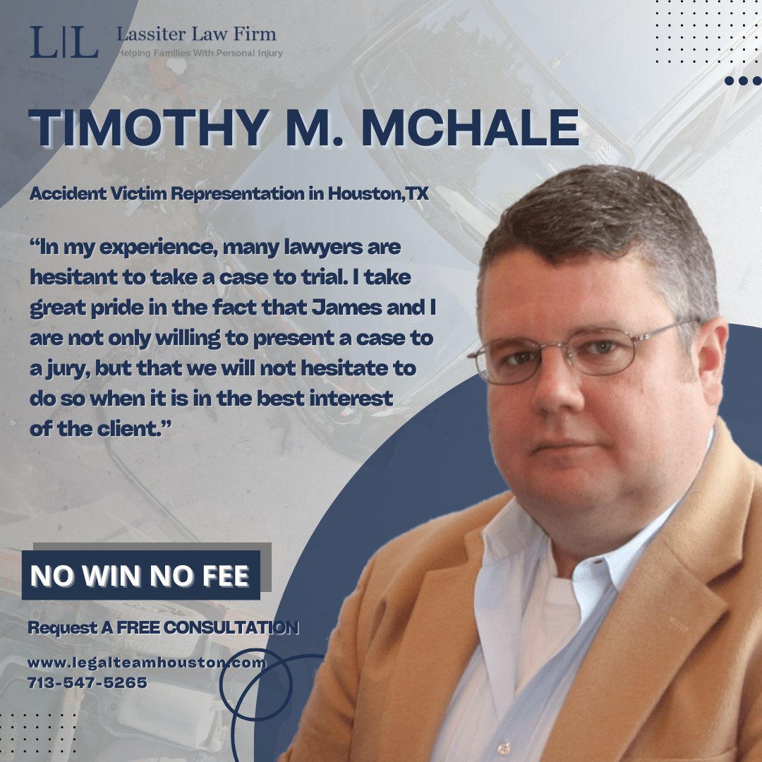 👨🏻‍⚖️⚖️From Corporate Defense to Champion of Justice: Meet TIMOTHY MCHALE, fighting for the injured and wronged at Lassiter Law Firm. With a passion for trial advocacy, Timothy stands fearlessly by your side. 

#LassiterLawFirm #Houston #PersonalInjury #houston #JusticePrevails