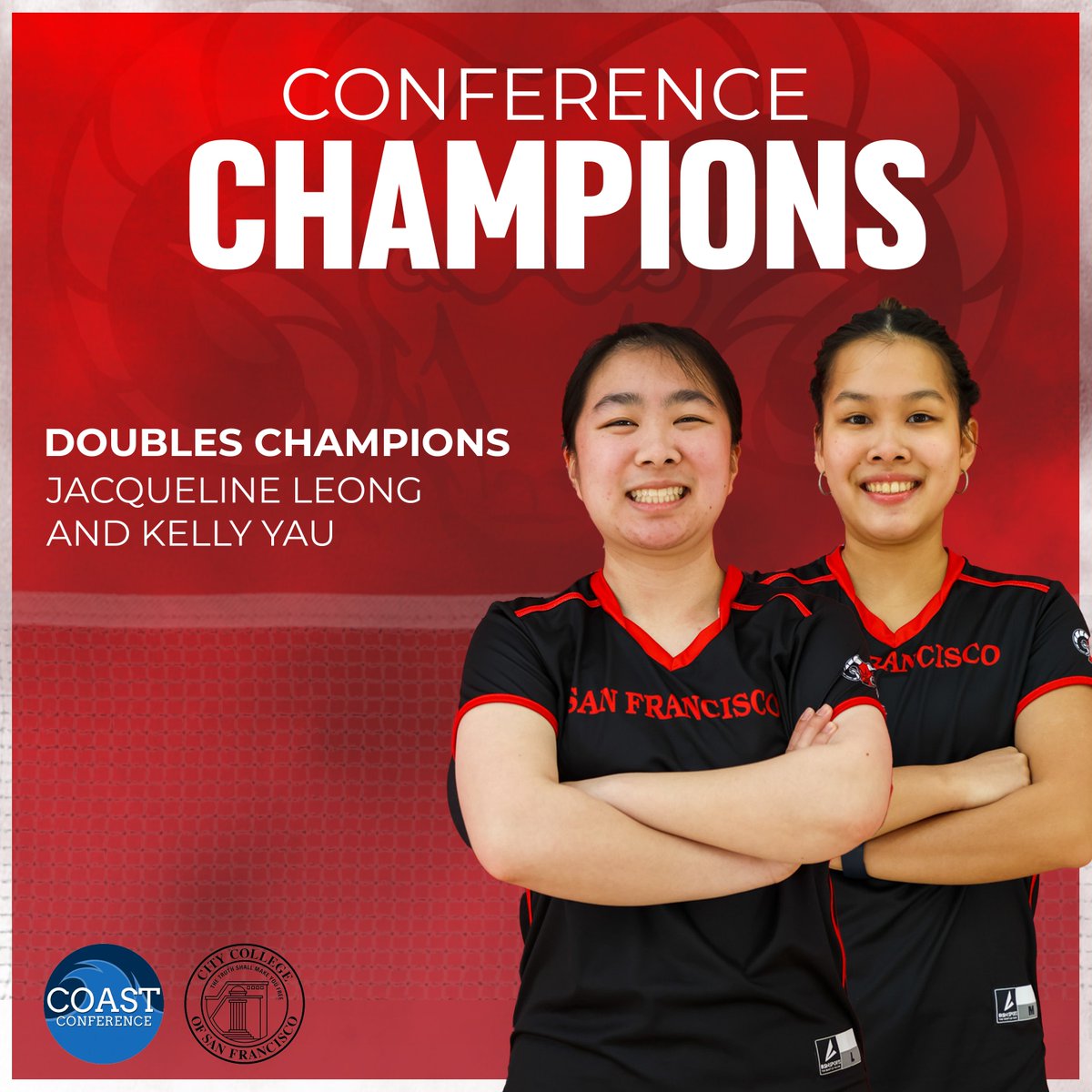 Congrats to Jacqueline Leong and Kelly Yau on winning the Coast Conference Doubles Championship 🏸🏆