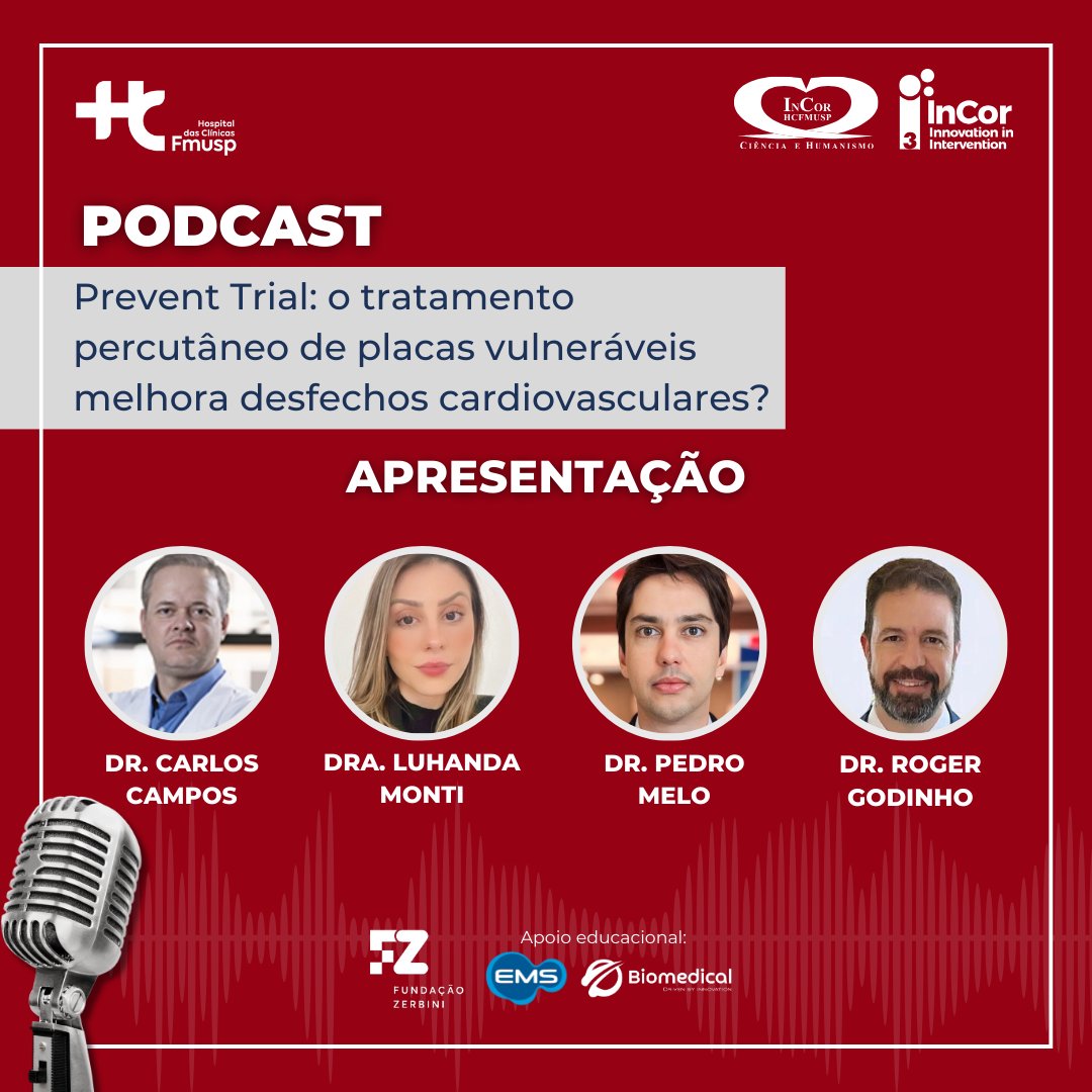 Prevent Trial: o tratamento percutâneo de placas vulneráveis melhora desfechos cardiovasculares?

Dr. Carlos Campos, Dra. <a href="/LuhandaM/">Luhanda Monti</a>, Dr. Pedro Melo e Dr. <a href="/Roggg8/">Roger Godinho, MD, PhD</a> batem um papo sobre o assunto no novo episódio do #PodcastTripleI.

Ouça na íntegra: bit.ly/3JRIJFM