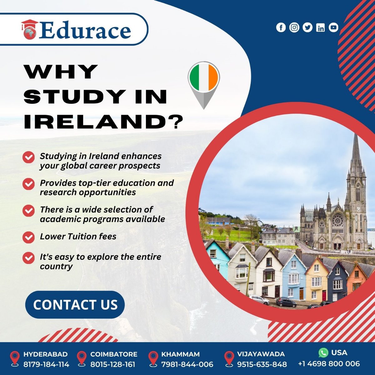 Discover the charm of studying in Ireland: from vibrant cities to breathtaking landscapes, top-notch education, and a rich cultural experience that will last a lifetime! 🇮🇪✨