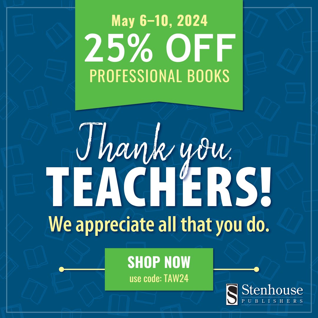 It’s #TeacherAppreciationWeek! Thank you, teachers, for all you do to inspire students every day. Enjoy 25% off professional titles now through May 10th on the Routledge website. routledge.com/search?sale=st… #StenhousePub