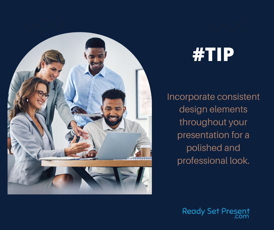 Design consistency is key for a polished presentation.
readysetpresent.com
#ProfessionalDesign #DesignConsistency #powerpointpresentation #tipoftheday