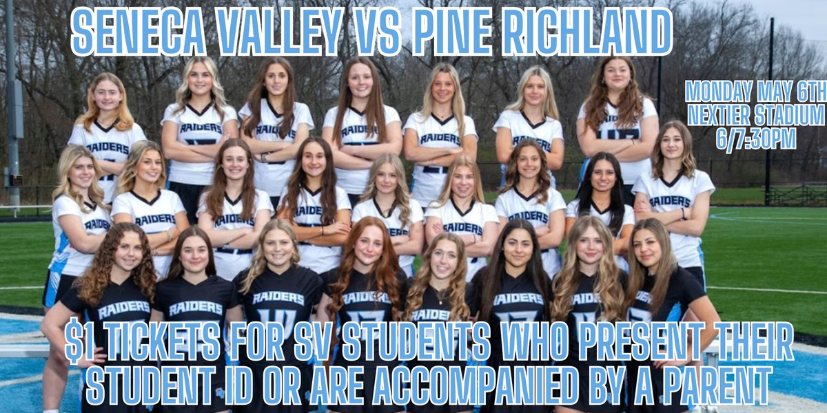 Its $1 student ticket night for the last home game of the season for SV girls lacrosse! Varsity at 6 pm with JV to follow at 7:30 pm. 📺($):team1sports.com/highschool/pa/…