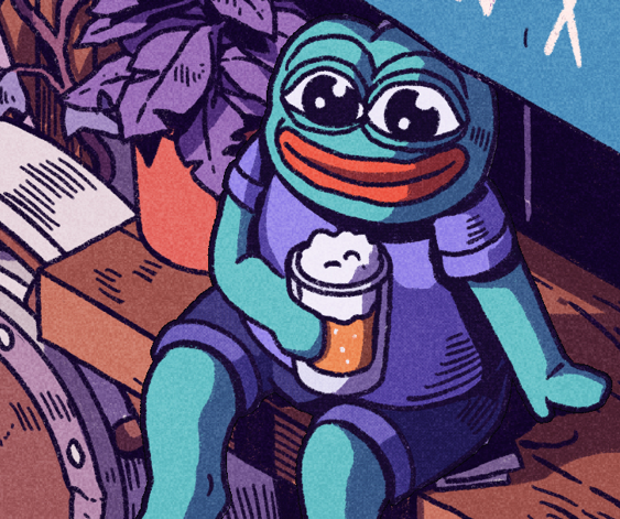 Pepe enjoying a cold one Sneak peek of a just finished artwork!