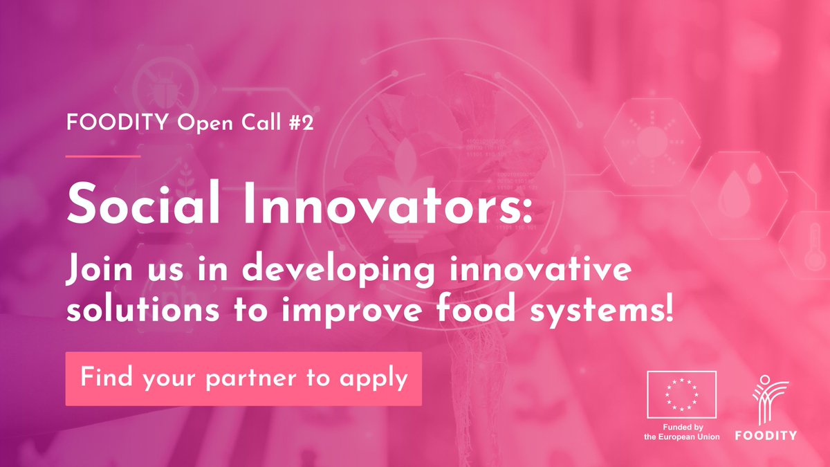 Calling #SocialInnovators: Join us in improving #FoodSystems!

We're looking for organisations with expertise in #SocialInnovation and #CitizenEngagement to apply to our Open Call 2; you'll opt to be funded and receive support to develop your solution.

➡️ f6s.com/foodity-social…