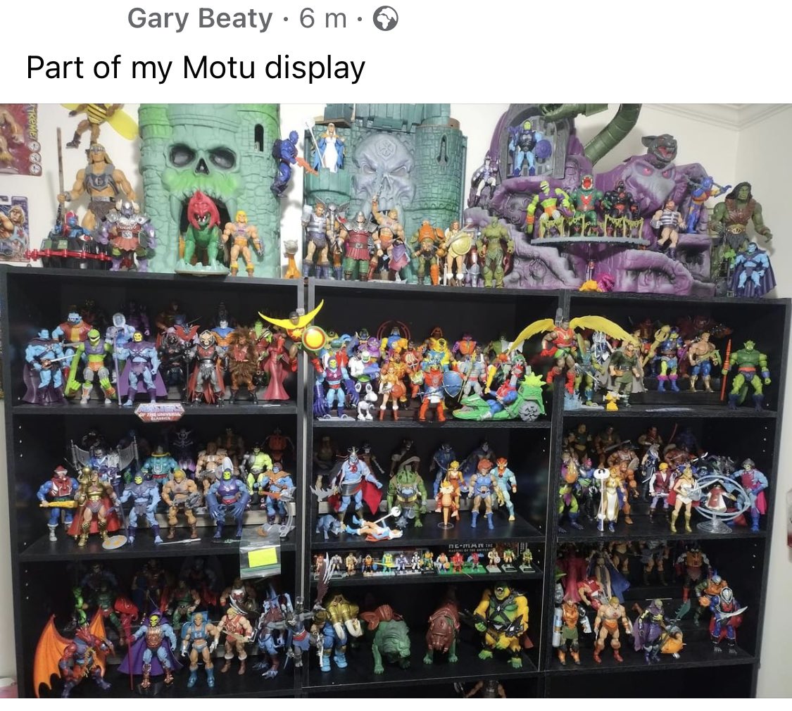 Facebook MOTU FANS ‘Post of the Day’! 

Gotta be Gary Beaty and his huge collection of MOTU! 🙌. And he says this is only part of it! 😲. 

#postoftheday #MOTU