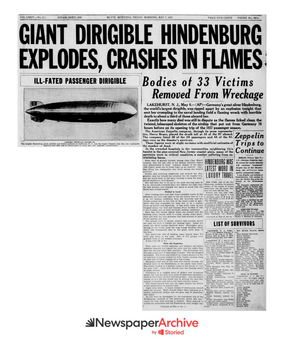 Travel back in time to May 6th, 1937—the day the Hindenburg disaster shook the world. Explore original newspaper articles on NewspaperArchive for gripping firsthand accounts and raw emotions from that fateful day. #Hindenburg #NewspaperArchive newspaperarchive.com/other-articles…