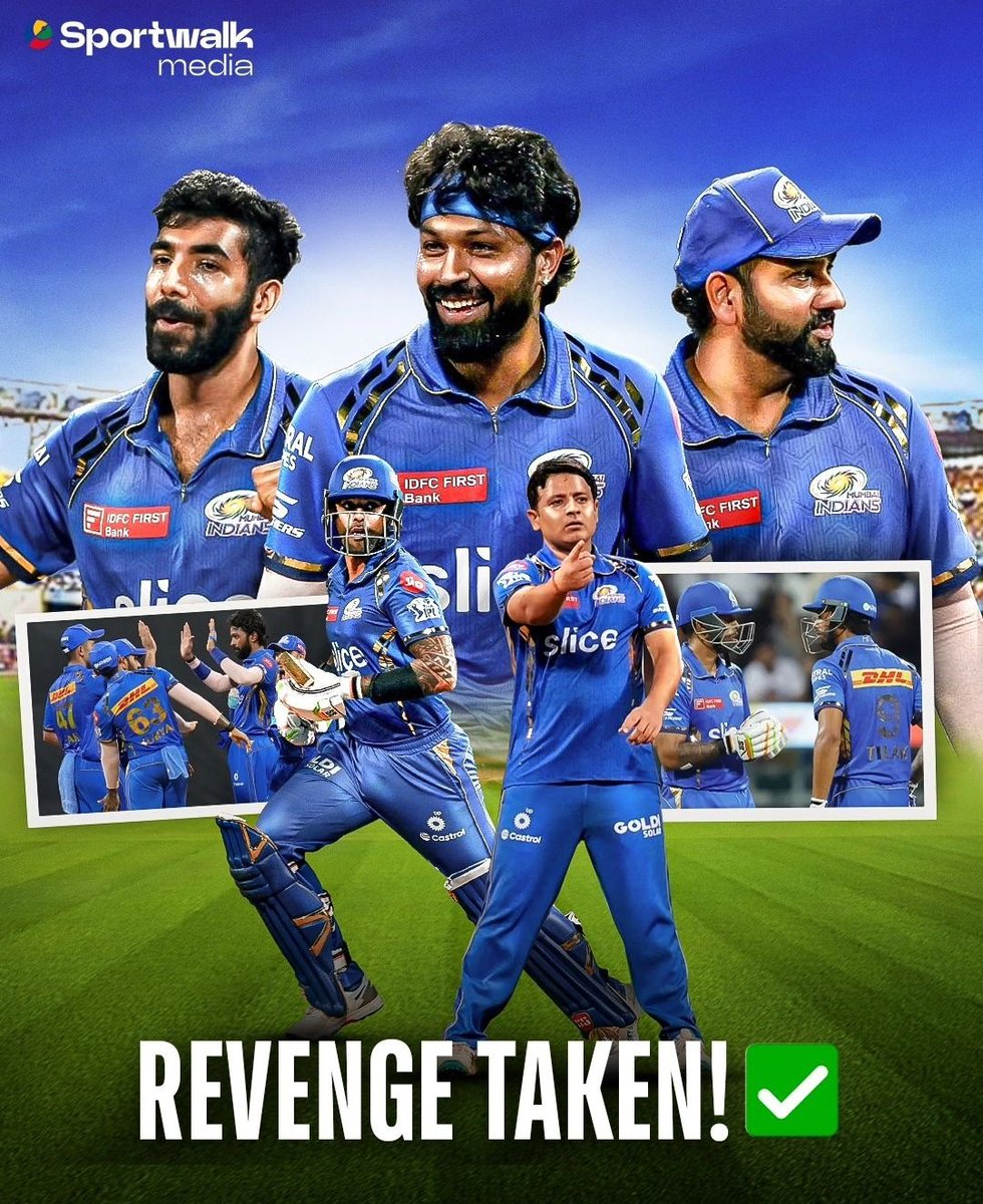 A SKY - SPECIAL! After losing a high scoring in their previous matchup, MI successfully exact revange on SRH, WINNING by 7 wickets .