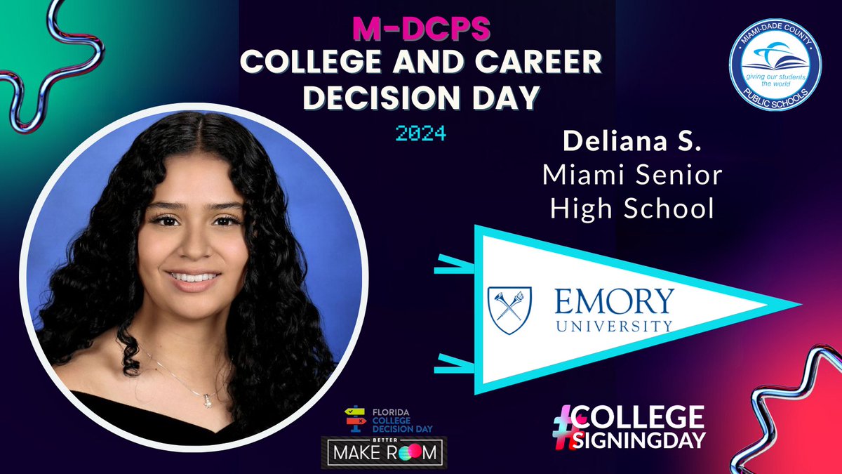 Today @MDCPS celebrates #CollegeSigningDay! Deliana from @miamiseniorhigh will be attending @EmoryUniversity @BetterMakeRoom #CollegeReady #YourBestChoiceMDCPS @MDCPSCentral @SuptDotres @LDIAZ_CAO @ReachHigher @FLCollegeAccess