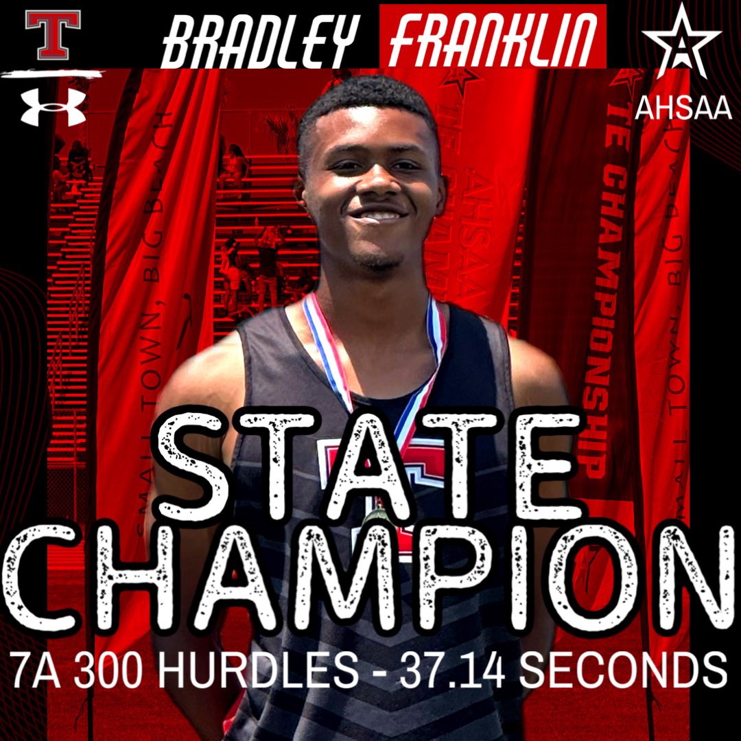 2x State Champion!
13.37 is a new 7A State Record, US #2, and the 33rd best time ever ran by a high school athlete!
37.14 is a new US#18
BOTH set new Thompson HS School Records!!
