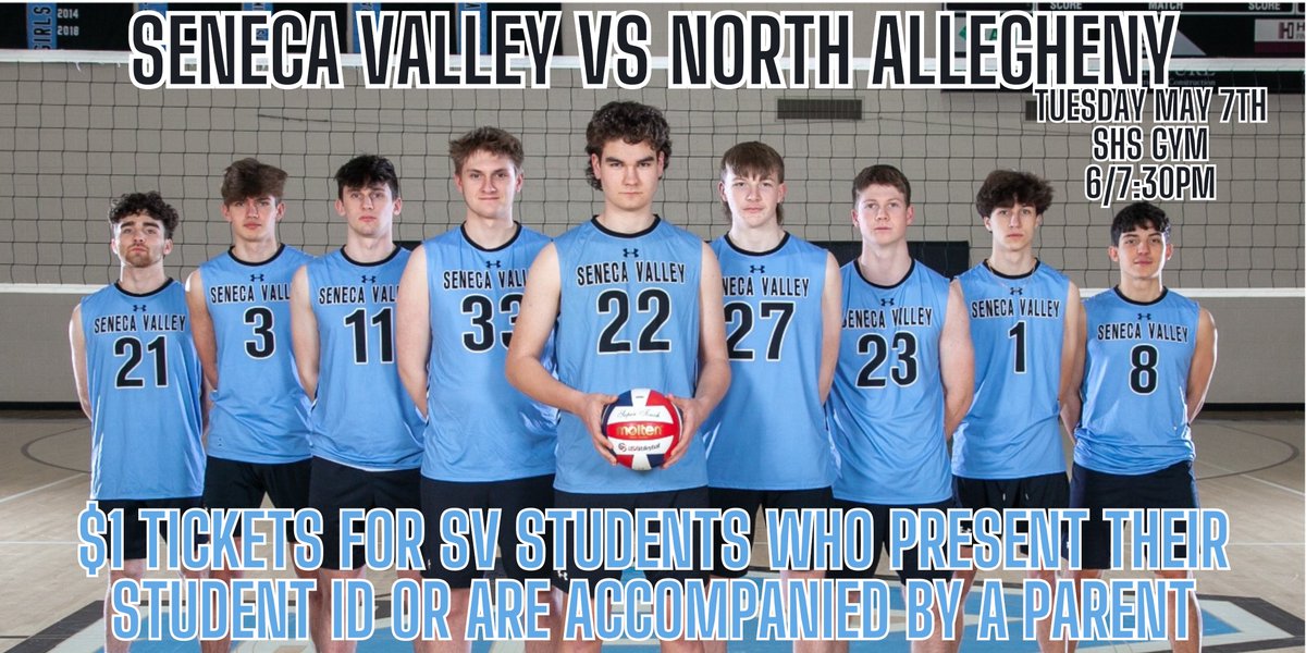 Its $1 student ticket night for the last home game of the season for SV boys volleyball! First serves at 6/7:30 pm 📺($):team1sports.com/highschool/pa/…