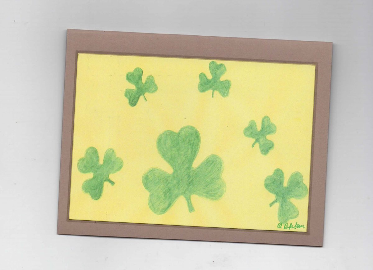 St. Patrick's Day Card, Shamrocks Card, BlanK Inside Note Cards tuppu.net/9f564468 #noteworthycrafts #Etsy #BettyRefourArt