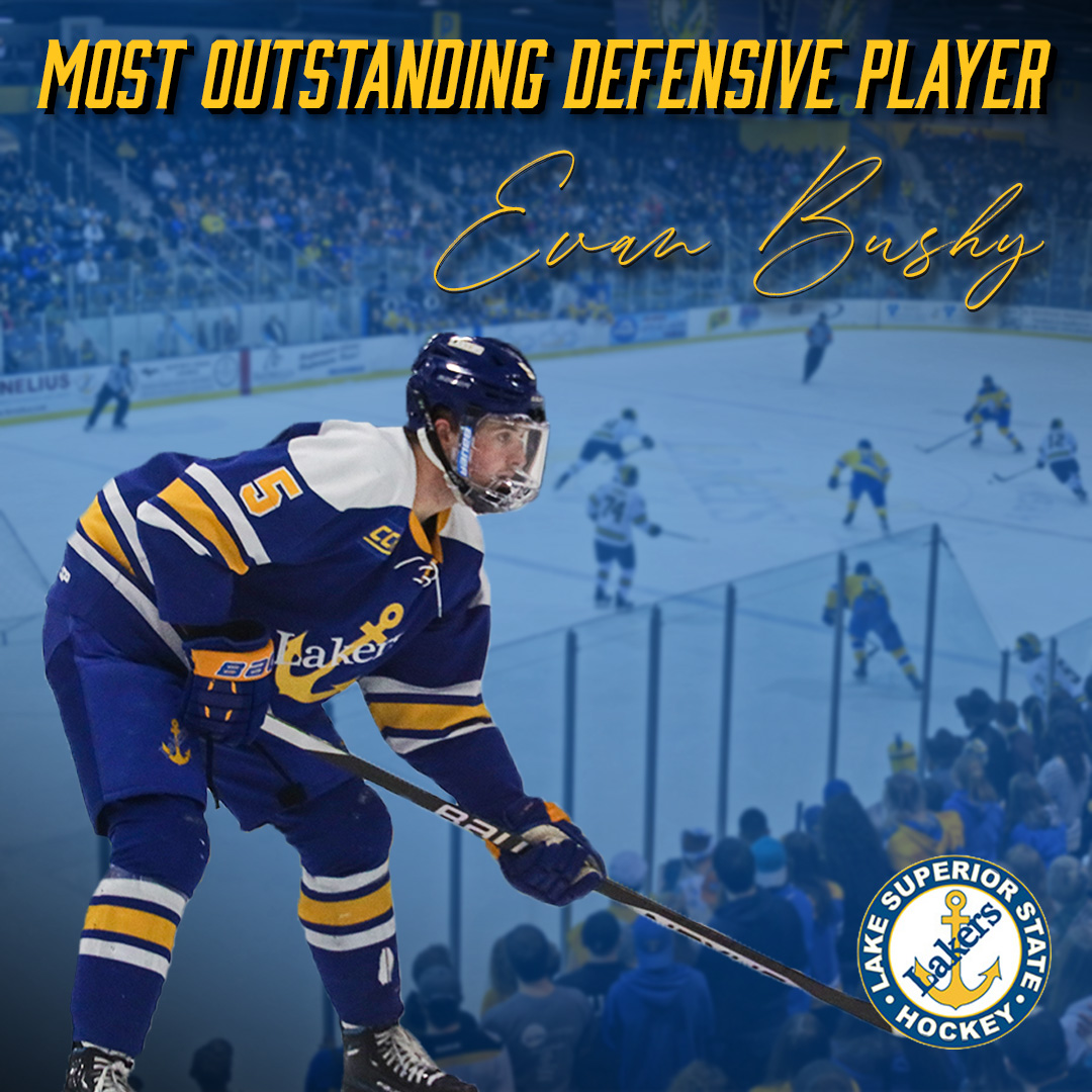 Down to our final three award winners this week.

Congratulations to @EvanBushy on being named as our Most Outstanding Defensive Player!!!

Bushy notched 15 points this season, and he was named CCHA Defenseman and Rookie of the Week on Jan. 15.